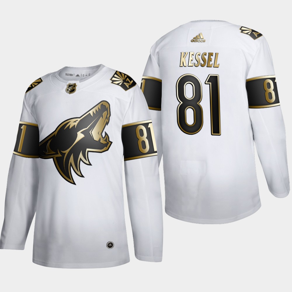 Cheap Arizona Coyotes 81 Phil Kessel Men Adidas White Golden Edition Limited Stitched NHL Jersey